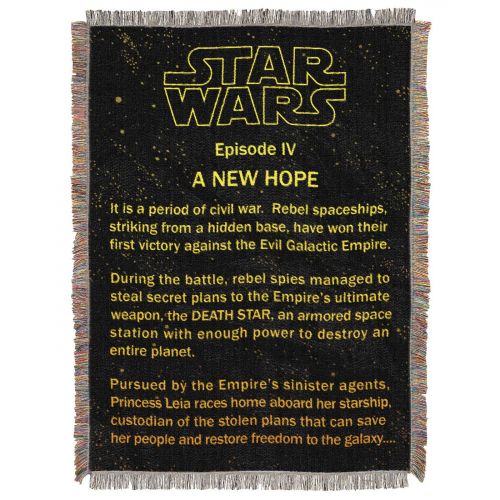  The Northwest Company Northwest Star Wars A New Hope Opening Crawl Tapestry Throw Blanket 48 x 60