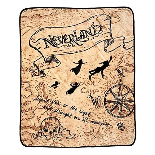  The Northwest Company Disney Peter Pan Neverland Map Micro Raschel Throw Blanket 46x60 (116cm x 152cm)