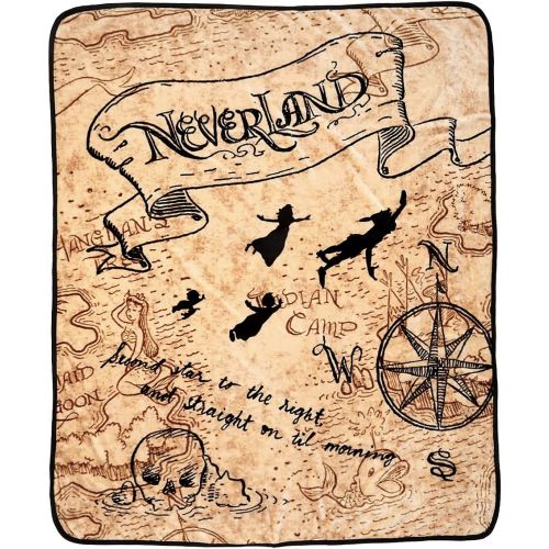  The Northwest Company Disney Peter Pan Neverland Map Micro Raschel Throw Blanket 46x60 (116cm x 152cm)