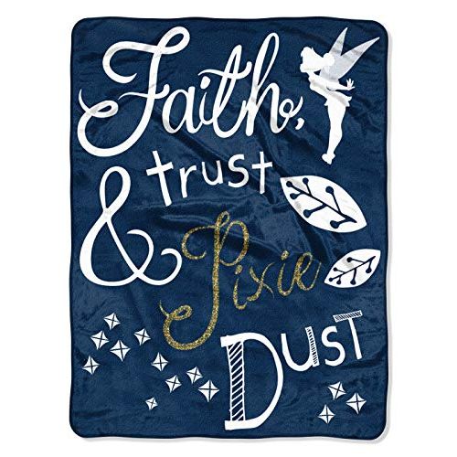  The Northwest Company Disney Tinkerbell Faith, Trust and Pixie Dust Fleece Super Plush Throw Blanket 46 x 60 (117cm x 152cm)