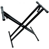 The ONE Music Group Piano Keyboard Stand Heavy-Duty, Double-X, Pre-Assembled, Infinitely Adjustable with Locking Straps