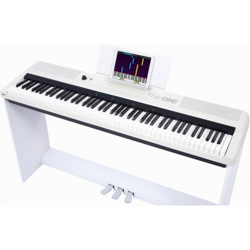  The ONE Music Group The ONE Smart Stage Piano Keyboard Pro, Portable Digital Piano with Hammer Action Keys, 88 Key Full Size Weighted Keyboard Piano, White