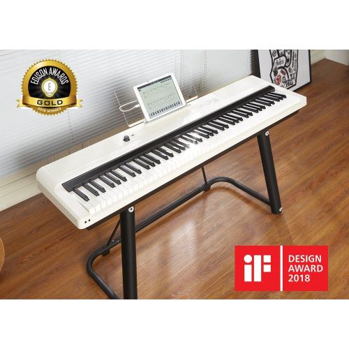  The ONE Music Group The ONE Smart Stage Piano Keyboard Pro, Portable Digital Piano with Hammer Action Keys, 88 Key Full Size Weighted Keyboard Piano, White