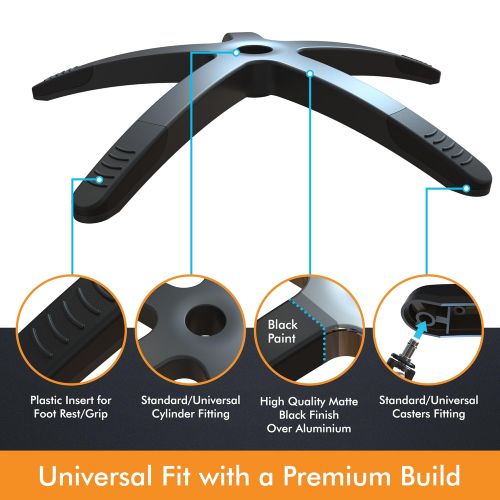  The Office Oasis Office Chair Base Replacement - Heavy Duty Chair Parts to Repair Your Swivel Chair Bottom - Strong Aluminum Metal Legs Help Your Desk Chair Last a Lifetime - Universal Standard Siz