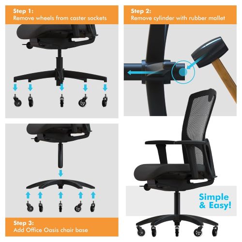  The Office Oasis Office Chair Base Replacement - Heavy Duty Chair Parts to Repair Your Swivel Chair Bottom - Strong Aluminum Metal Legs Help Your Desk Chair Last a Lifetime - Universal Standard Siz