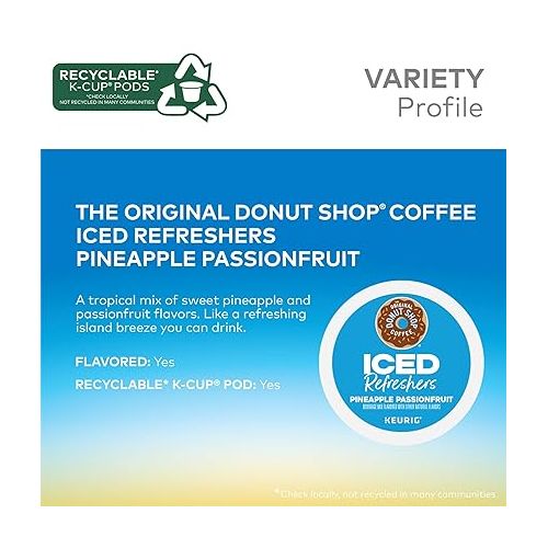  The Original Donut Shop Iced Refreshers, Pineapple Passionfruit Flavor, Keurig Single Serve K-Cup Pods, 20 Count