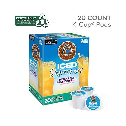  The Original Donut Shop Iced Refreshers, Pineapple Passionfruit Flavor, Keurig Single Serve K-Cup Pods, 20 Count