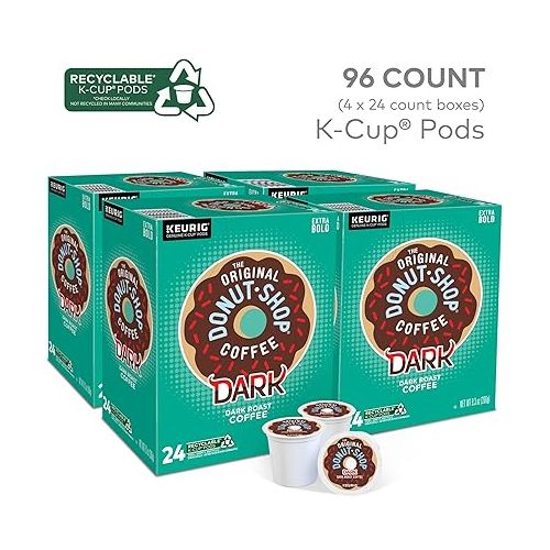  The Original Donut Shop Dark Coffee, Keurig Single-Serve K-Cup Pods, Dark Roast, 96 Count (4 Packs of 24)