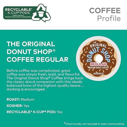  The Original Donut Shop Regular Keurig Single-Serve K-Cup Pods, Medium Roast Coffee, 72 Count (6 Packs of 12)