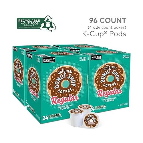  The Original Donut Shop Regular Keurig Single-Serve K-Cup Pods, Medium Roast Coffee, 96 Count (4 Packs of 24)