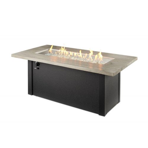  The Outdoor GreatRoom Company Cedar Ridge Linear GAS Fire Pit Table CR-1242-K with Glass Wind Guard 1242 (61W x 32D x 23H)