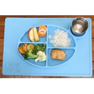 The Parent Diary Kids Silicone Placemat + Plate. All-in-one Divider Dinnerware Plate and Sippy Cup Holder with Embossed Nutritional Guidelines - Color: Blue