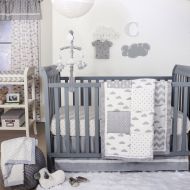 Grey Cloud and Geometric Patch 4 Piece Baby Crib Bedding Set by The Peanut Shell