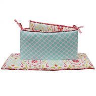 The Peanut Shell Gia or Mila Floral and Ogee Coral and Aqua Baby Girl Crib Bumper