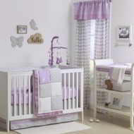 Purple and Grey Woodland and Geometric 4 Piece Crib Bedding by The Peanut Shell