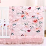 Rose Watercolor Floral Blush Pink 3-Piece Baby Girl Crib Bedding Set by The Peanut Shell