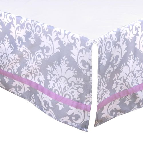  Grey Damask and Purple 4 Piece Baby Crib Bedding Set by The Peanut Shell
