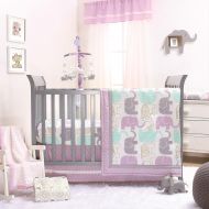 The Peanut Shell Little Peanut Lilac Purple and Gold Elephants 4 Piece Baby Crib Bedding Set