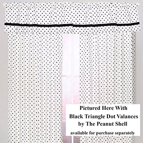  The Peanut Shell Black Triangle Dot Window Drapery Panels - Set of Two 84 by 42 Inch Panels