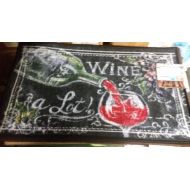 The Pecan Man Wine & Grapes Pouring Wine in the glass, PRINTED KITCHEN RUG (non skid latex back),1Piece 18x30