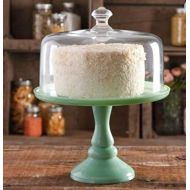 The Pioneer Woman Pioneer Woman Pedestal Cake Plate & Glass Lid Jadeite Color 10 Inch