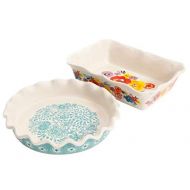 The Pioneer Woman Flea Market Decorated 9 Ruffle Top Pie Plate and 2.3-Quart Ruffle Top Bakeware