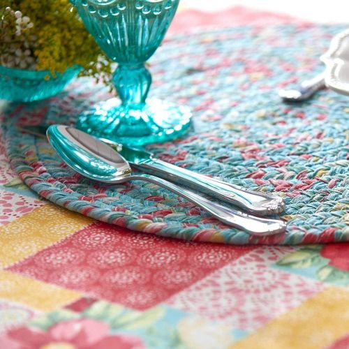  The Pioneer Woman Vintage Floral Braided Placemat (Round), Pack of 4