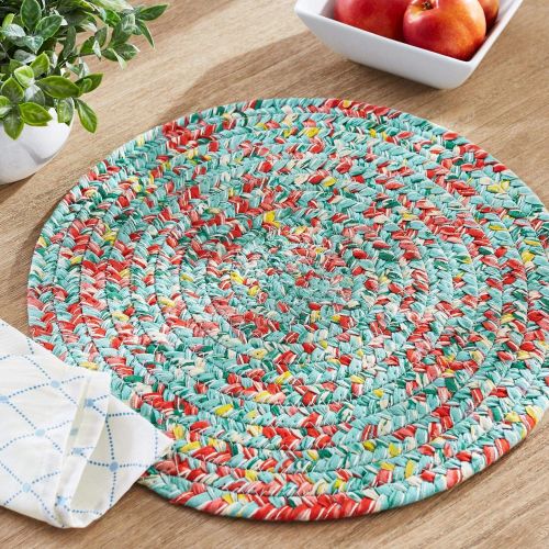  The Pioneer Woman Vintage Floral Braided Placemat (Round), Pack of 4