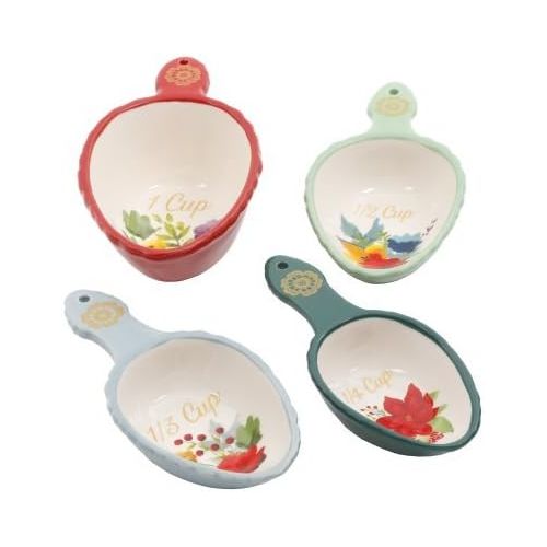  The Pioneer Woman Winter Bouquet Ceramic Scoop 4pc Set