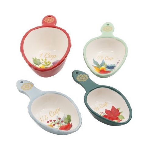  The Pioneer Woman Winter Bouquet Ceramic Scoop 4pc Set