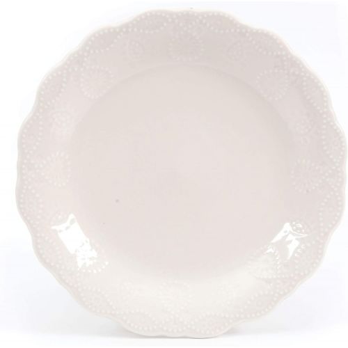  The Pioneer Woman Durable Stoneware, Dishwasher And Microwave Safe, 12-Piece Cowgirl Lace Dinnerware Set, Linen