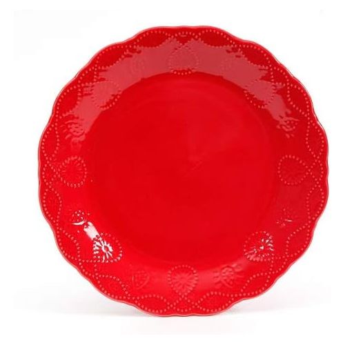  The Pioneer Woman Cowgirl Lace Red 12-Piece Dinnerware Set, Microwave and Dishwasher Safe