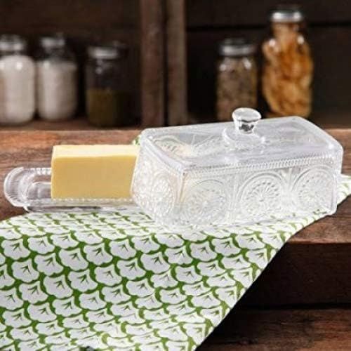  The Pioneer Woman Adeline Glass Butter Dish with Salt And Pepper Shaker Set,Turquoise | Stunning Adeline Butter Dish with Salt And Pepper Shaker Set - Turquoise (Clear) (1, Clear)