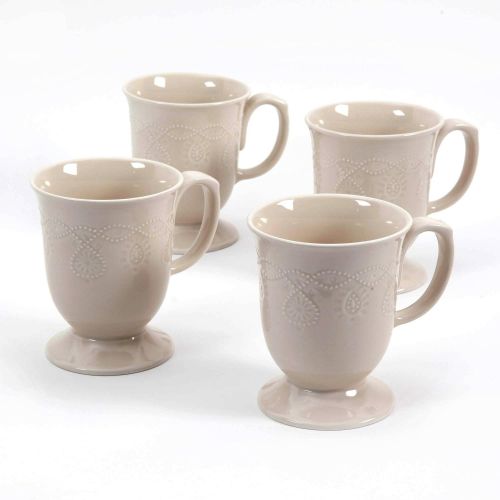  The Pioneer Woman Cowgirl Lace Mug Set, Set of 4 (Linen/Beige)