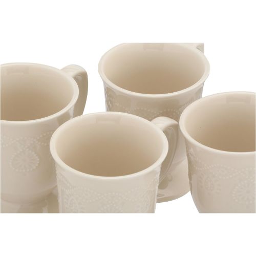  The Pioneer Woman Cowgirl Lace Mug Set, Set of 4 (Linen/Beige)