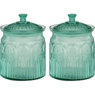 The Pioneer Woman Adeline Glass Cookie Jar - Turquoise - 2-Pack