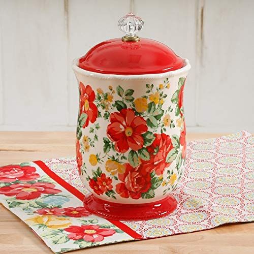  The Pioneer Woman Pioneer Vintage Floral 10-Inches Canister w/Acrylic Knob (2)