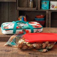 The Pioneer Woman Vintage Bloom Decorated Rectangular Baker with Tote, 3 qt