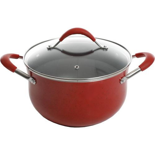  The Pioneer Woman Vintage Speckle 10-Piece Non-Stick Pre-Seasoned Cookware Set (Red)