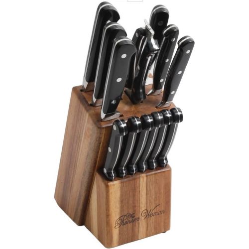  The Pioneer Woman Cowboy Rustic 14-Piece Black Cutlery Set w/ Wood Block