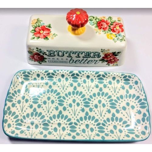  The Pioneer Woman Vintage Floral Butter Dish Stoneware