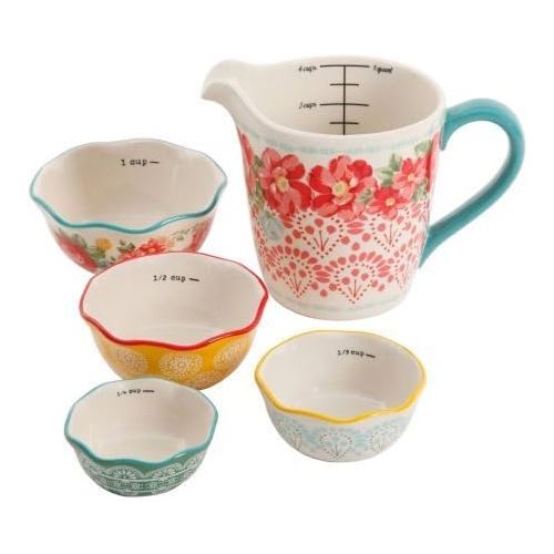  The Pioneer Woman Vintage Floral Measuring Bowl, 5-Piece Set (1): Kitchen & Dining