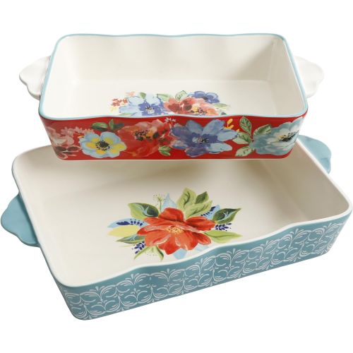  [아마존베스트]The Pioneer Woman Baking Dish Spring Bouquet 2-Piece Baker Set Floral