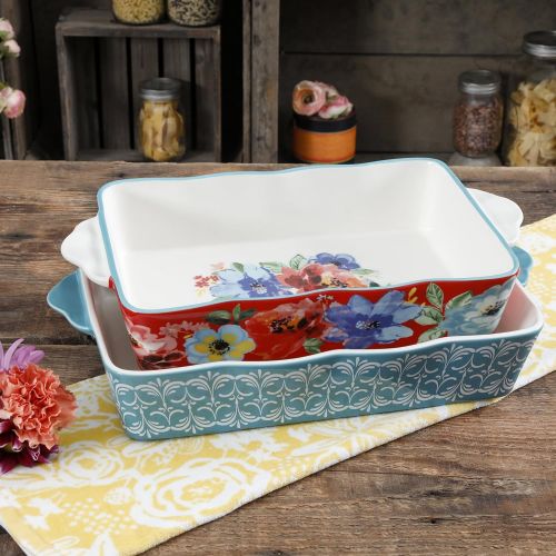  [아마존베스트]The Pioneer Woman Baking Dish Spring Bouquet 2-Piece Baker Set Floral