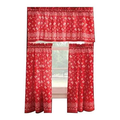  The Pioneer Woman Pioneer Woman 3 Piece 30X36 Country Charm Garden Kitchen Window Curtain Valance - Bandana Red