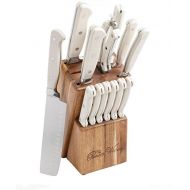 The Pioneer Woman Cowboy Rustic 14-Piece Linen Cutlery Set W/ Wood Block/WHITE