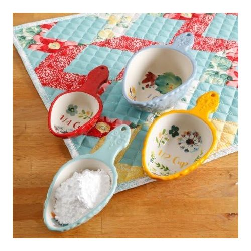  The Pioneer Womans The Pioneer Woman 8 Piece Set - 4 Willow Measuring Scoops and 4 Winter Bouquet Measuring Spoons Ceramic Floral