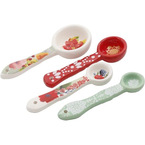  The Pioneer Womans The Pioneer Woman 8 Piece Set - 4 Willow Measuring Scoops and 4 Winter Bouquet Measuring Spoons Ceramic Floral