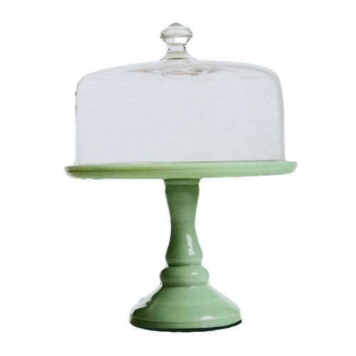  The Pioneer Women The Pioneer Woman Timeless Beauty 10 Cake Stand with Glass Cover, Glass construction, Green and Clear (1)