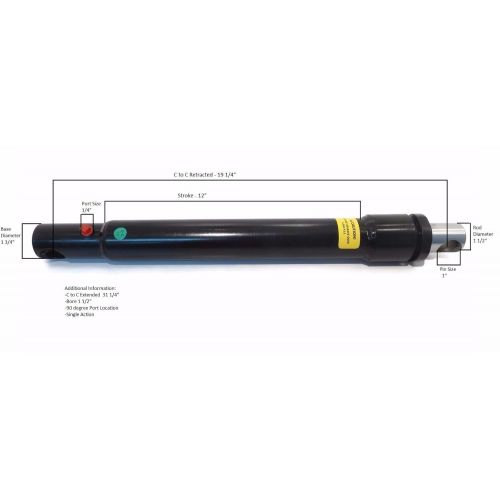  The ROP Shop 1.5 x 12 Snow Plow Angle Angling Cylinder RAM for Fisher A3660 Snowplow Blade